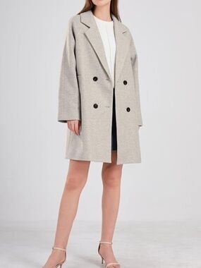 Women's Casual Notch Lapel Double Breasted Warm Pea Coat Overcoat